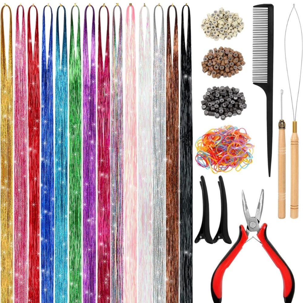 Hair Tinsel Kit (48 Inch,14 Colors, 3500 strands)